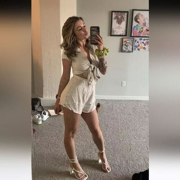 SOLD Stylish Cream Jumpsuit - Picture 2 of 16